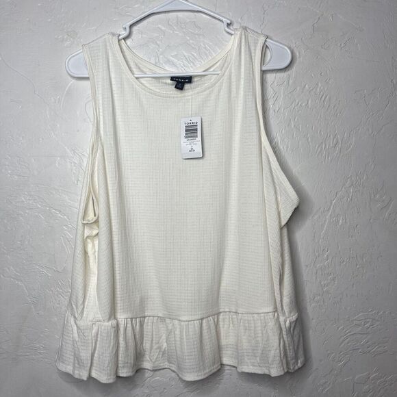 Torrid 3x Or 22/24 Texture Knit High Neck Ruffle Crop Top Off White Boho Cottage - Picture 4 of 6